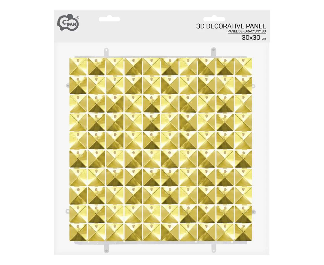 Decorative light gold panel 3D, transparent background, 30x30 cm / 100 squares